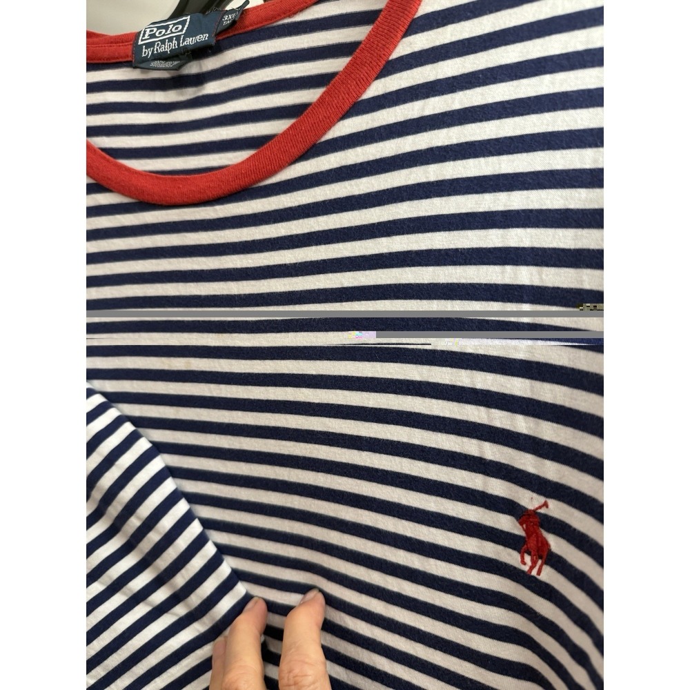 Polo Ralph Lauren 3XB Blue White & Red 3XLT Striped Short Sleeve Crewneck Tee - Picture 14 of 16